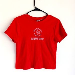 Always Spicy Sriracha Red Crop Top Shirt Juniors Trendy Cute XXL